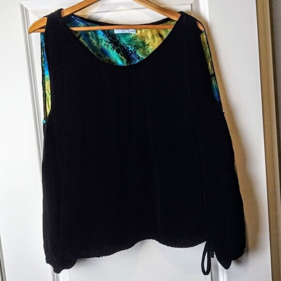 Saffron by JP Black Silk Velvet Cold Shoulder Top - Picture 1 of 10